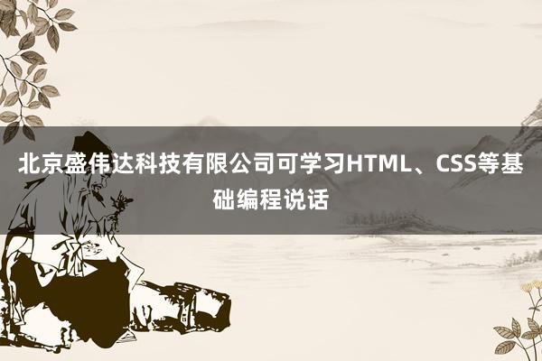 北京盛伟达科技有限公司可学习HTML、CSS等基础编程说话
